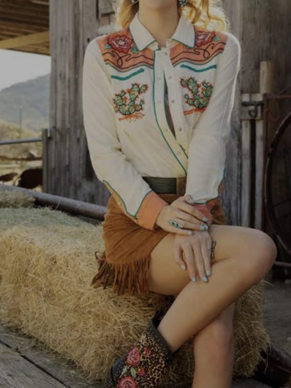 Double D Ranch String Pals of the Pioneer Shirt NWT XS Snap Beaded Embroidered - Picture 9 of 9